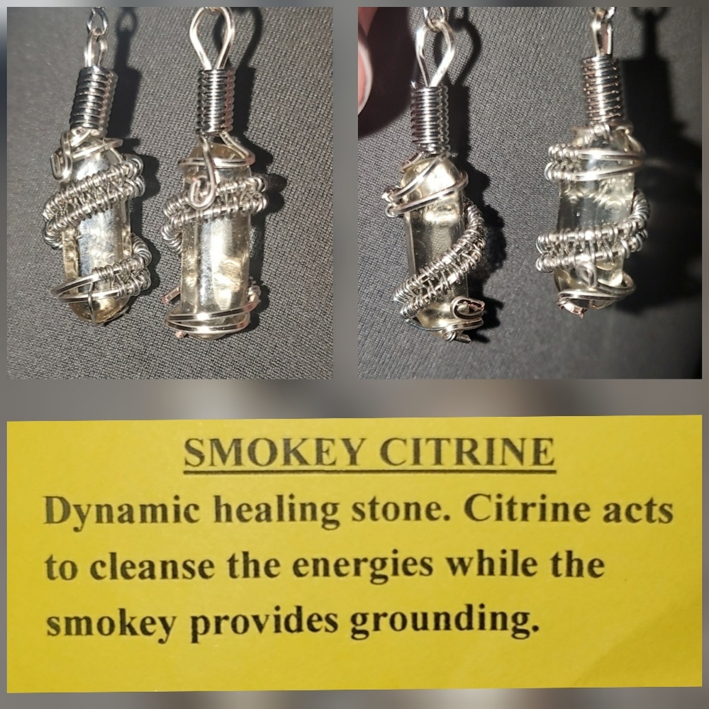 Smokey Citrine Hand Wrapped Earrings